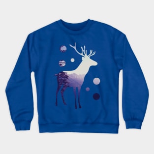 Deer with Mountains and Dots Crewneck Sweatshirt